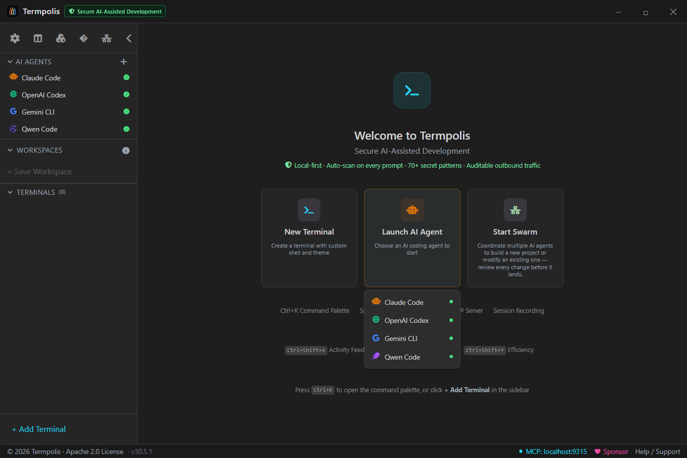Termpolis sidebar in default state.