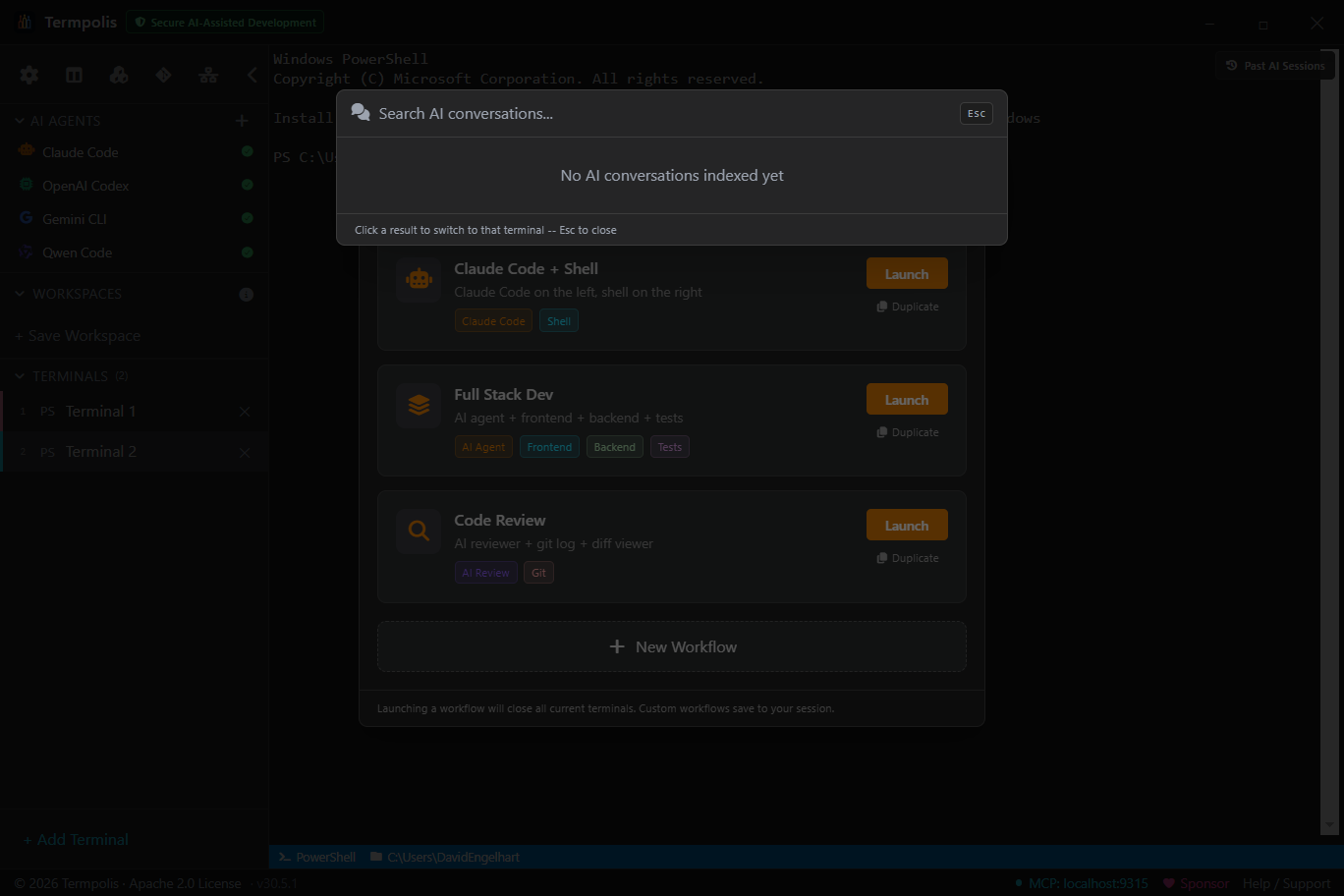 Conversation search panel.