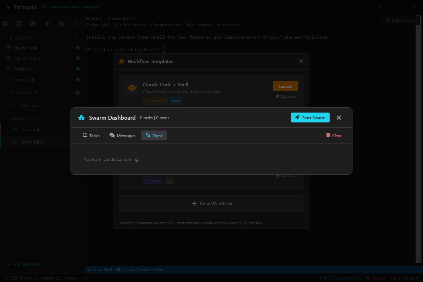 Swarm trace tab.